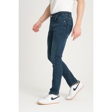 OneZero Erkek Mavi-Yeşil Tint Yıkama Regular Fit Denim Pantolon