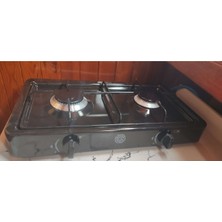 2 Gözlü Ocak Lpg ( Tüp ) Emaye Set Üstü Ocak Siyah Renk Set Üstü Ocak Çakmaksız