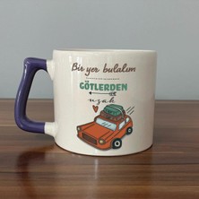 Mor Mürekkep Bir Yer Bulalım Götlerden Uzak Baskılı Mor Kulplu D Kupa