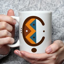 Mor Mürekkep Safari Ç Harf Baskılı Beyaz Kupa