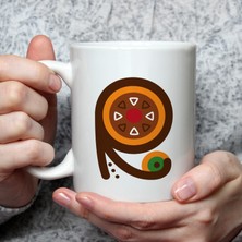 Mor Mürekkep Safari R Harf Baskılı Beyaz Kupa