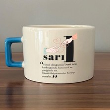 Mor Mürekkep Sarıl Baskılı Mavi Kulplu C Fincan