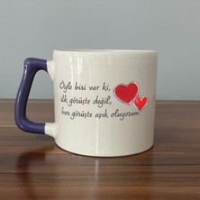 Mor Mürekkep Öyle Biri Var Ki Baskılı Mor Kulplu D Kupa