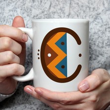 Mor Mürekkep Safari C Harf Baskılı Beyaz Kupa