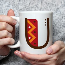 Mor Mürekkep Safari U Harf Baskılı Beyaz Kupa