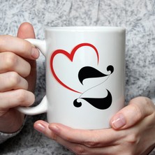 Mor Mürekkep Kalpli Z Harf Baskılı Beyaz Kupa