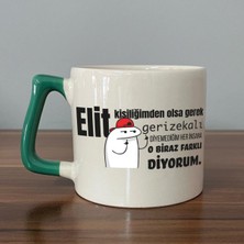 Mor Mürekkep Elit Kişiliğimden Olsa Gerek Baskılı Yeşil Kulplu D Kupa