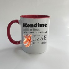 Mor Mürekkep Kendime Pozitif Bir Gün Diliyorum Baskılı Kırmızı Mega Kupa