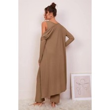 Sameteks Bella Notte Viskon Soluk Kahverengi 3 Lü Crop Takım 7007