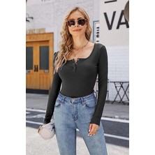 Sameteks Bella Notte Siyah Uzun Kollu Trend Bluz BN6576S