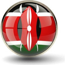 Market66 Kenya Rozet Afrika Kenya Ülke Bayrağı Paslanmaz Çelik 3D Camlı Rozet