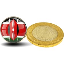 Market66 Kenya Rozet Afrika Kenya Ülke Bayrağı Paslanmaz Çelik 3D Camlı Rozet