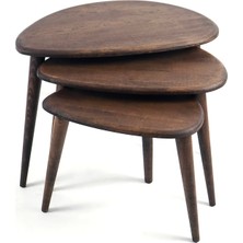 Furni Treasure Ercol Style Masif Gerçek Meşe Ağacı Zigon Orta Sehpa Takımı, Oturma Odası Mobilya, Zigon 3^lü Set