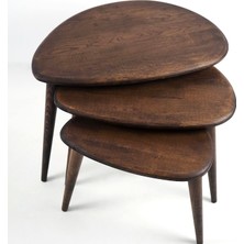 Furni Treasure Ercol Style Masif Gerçek Meşe Ağacı Zigon Orta Sehpa Takımı, Oturma Odası Mobilya, Zigon 3^lü Set