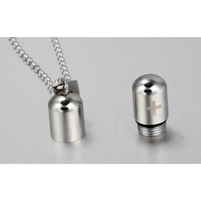 Herşey Nota Not Saklama Kapsül Açılabilen Çelik Kolye Gümüş