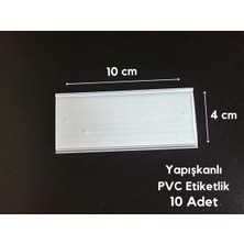 Şeffaf Etiket 10 Adet Raf Önü Için Yapışkanlı Beyaz Etiketlik 10X4 cm Pvc Koruma Cepli Profil 10X4 cm Etiketlik