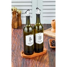 Fbz Home Ahşap Stantlı Amber 2'li 750 ml Zeytinyağı Sıvıyağ Şişesi Yağdanlık Yağlık 750 ml