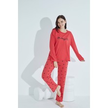 Elitol Kadın Desenli Pijama Takımı Bisiklet Yaka Elitol 950