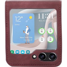 Seashell Digital Samsung Galaxy Z Flip5 5g Kart Yuvası Telefon Kasası Pu Deri Pc Telefon -Wine Telefon Kılıfı (Yurt Dışından)