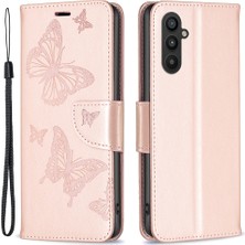 Seashell Digital Samsung Galaxy A24 Için 4g Cüzdan Stand Kelebek Basılı Deri Strap-Rose Gold ile Telefon Kılıfı (Yurt Dışından)