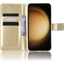 Seashell Digital Samsung Galaxy S23 Çılgın At Dokusu Pu Deri Deri Flip Stand Strap-Gold ile Telefon Kılıfı (Yurt Dışından)