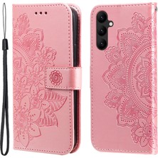 Seashell Digital Samsung Galaxy A24 4g Çiçek Baskı Deri Stand Cüzdan Strap-Pink ile Telefon Kılıfı (Yurt Dışından)