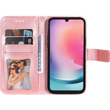 Seashell Digital Samsung Galaxy A24 4g Çiçek Baskı Deri Stand Cüzdan Strap-Pink ile Telefon Kılıfı (Yurt Dışından)