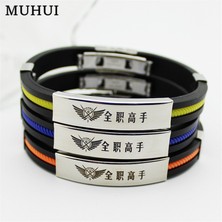 Qiuhong Shop 19CM Tarzı Mavi 2020 Anime Kralın Avatar Spor Silikon Titanyum Çelik Bileklik Kadın Erkek Takı Çift Bilezik Pulseras (Yurt Dışından)
