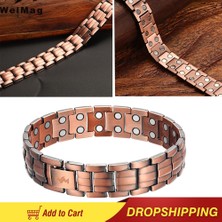 Qiuhong Shop 1537 Ayarlı Welmag Şifa Manyetik Bakır Bilezikler Viking Bileklik Erkekler Için Bio Enerji Çift Sıra Mıknatıs Erkek Bilezik Homme Takı (Yurt Dışından)