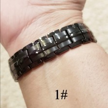 Qiuhong Shop No.21 Boyutu Kadın Erkek Manyetik Sağlık Bilezik Siyah Titanyum Çelik Güç Terapi Mıknatıslar Negatif Iyonlar Germanyum Bilezik (Yurt Dışından)