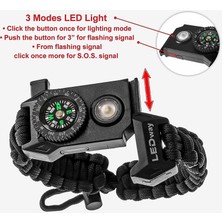 Qiuhong Shop Siyah Çok Fonksiyonlu Açık Hayatta Kalma Bilezik Erkek Kadın Akıllı Ayarlanabilir Macera Acil Durum Dişli Kamp Sos LED Bileklikler (Yurt Dışından)