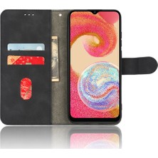 Seashell Digital Samsung Galaxy A04E Için 4G/F04 4G/M04 4g Cilt Dokunuşlu Hisset Cüzdan Stand Flip Pu Deri+Tpu Kıvrama Anti-Çizelge Telefon Black Telefon Kılıfı (Yurt Dışından)