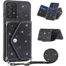 Seashell Digital Samsung Galaxy A32 4g (Ab Versiyonu) Kickstand Card Tutucu Pu Deri+Tpu Toz Geçirmez Telefon Kabuk Black Telefon Kılıfı (Yurt Dışından)