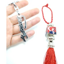 Ennea Art Mustafa Kemal Atatürk Araba Dikiz Ayna Süsü+ Atatürk Imzası Metal Anahtarlık Hediyelik Ikili Set