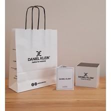 Daniel Klein Rose Gold Kasa Mavi Deri Kayışlı Kadın Kol Saati, Zirkon Taşlı Bileklik Hediyeli