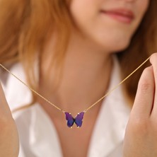 Hom Silver Jewelry 925 Ayar Gümüş Kelebekli Kadın Kolye HSJ0140