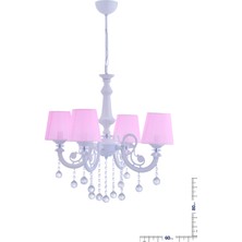 Özpolat Aydınlatma Turna 4 Lü Pembe Şapkalı Lüx Avize (Beyaz)