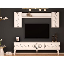 Cantek Dizayn Ritim Tv Ünitesi Takımı Beyaz-Gümüş