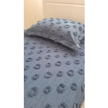 Tly Home Textiles Tly Ponponlu Yatak Örtüsü  Tek Kişilik (Indigo Mavi)