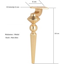 Eym 4 Adet Tuva Lüx Metal Ayak 16 cm Mat Altın Mobilya Koltuk Ayağı