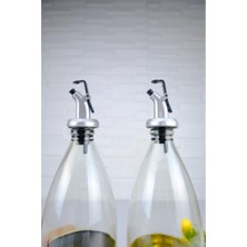 Digithome Vetro Metal Standlı 2'li Zeytinyağı Sıvıyağ Şişesi Gümüş Etiketli Yağdanlık 1000 ml SH-0042