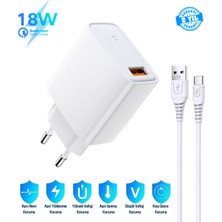 HANPORIUM Samsung Galaxy M55 5G Uyumlu 18W 3.4A Type-C Ultra Hızlı Şarj Cihazı / Şarj Aleti Seti (Adaptör+Kablo) - Ithalatçı Garantili