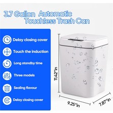 Humble Akıllı Fotoselli Hareket Sensörlü Çöp Kovası 3.7 Galon Banyo Çöp Kovası Kapaklı Otomatik Çöp Kovası Mutfak Için (Yurt Dışından)
