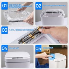Humble Akıllı Fotoselli Hareket Sensörlü Çöp Kovası 3.7 Galon Banyo Çöp Kovası Kapaklı Otomatik Çöp Kovası Mutfak Için (Yurt Dışından)