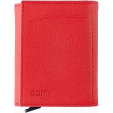 Damy Hakiki Deri Unisex Mekanizmalı Cüzdan 626MG - Kırmızı