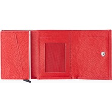 Damy Hakiki Deri Unisex Mekanizmalı Cüzdan 626MG - Kırmızı
