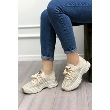 Guja 24Y309-3 Kadın Taşlı Sneaker Ayakkabı Bej