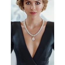 Minimalist Tasarım Kadın Inci Kolye Cam Inci Kolye Incili Kolye