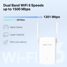 Mercusys ME60X, AX1500 Mbps, 1 Gigabit Bağlantı Noktası ve 2 Harici Anten, Dahili Access Point Modu, Tek Tuşla Kolay Kurulum, Mobil Uygulama Desteği, Dual-Band Wi-Fi 6 Menzil Genişletici