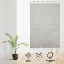 Eko Urban URB01 Gri Beyaz Yumuşak Dokulu Modern Makine Halısı
